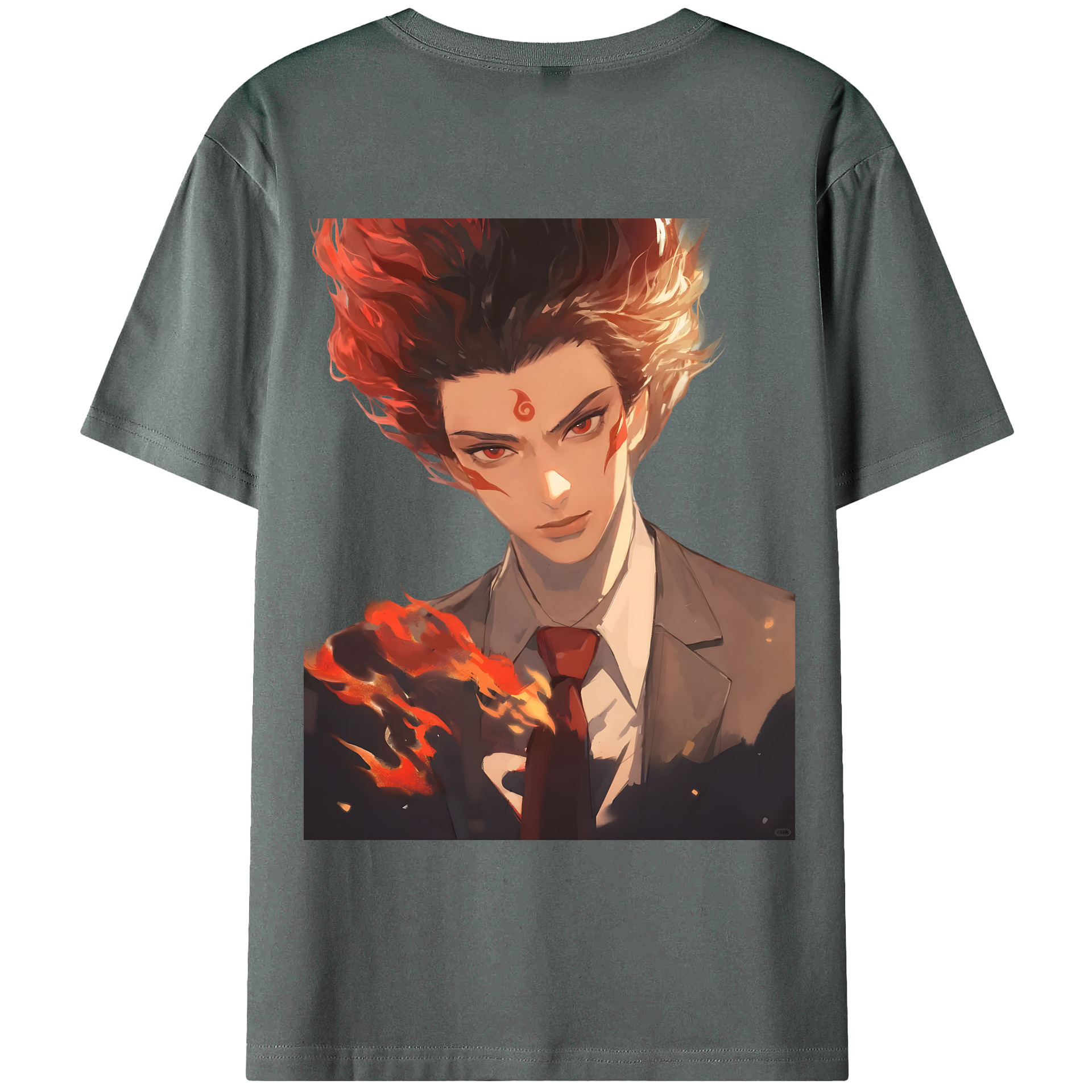 （画像用） Ne Zha 2 ナタ 魔童の大暴れ 綿100％ メンズ半袖Tシャツ（バックプリント） 通気性